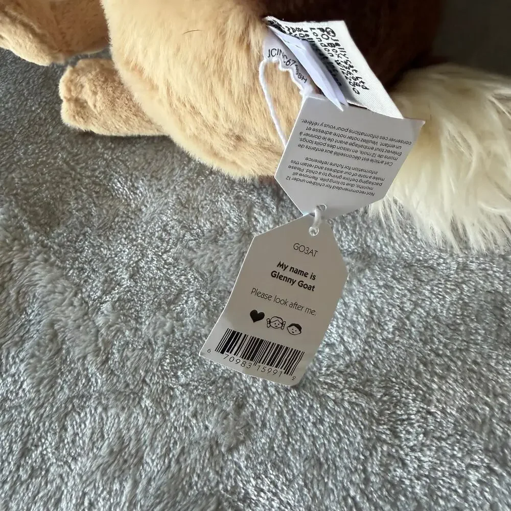 Jellycat Glenny Goat Plush Stuffed Animal Brown Cream Soft Toy With Tags